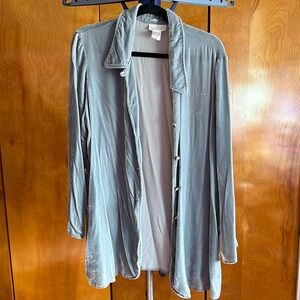 Crushed velvet button down